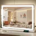 ROLOVE Vanity Mirror with Lights, 32" x 22" Large Lighted Vanity Mirror with Dimmable 3 Modes, LED Makeup Mirror, Touch Screen Control, USB Charging Port, Tabletop or Wall-Mounted