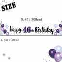 Happy 46th Birthday Decorations,46th Purple Balloon Large Birthday Hanging Banner Sign,46 Years Old Bday Party Supplies.