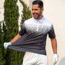 uideazone Mens Golf Shirt Dry Fit Athletic Polo Shirts Moisture Wicking Performance 3D Print Short Sleeve (Medium)