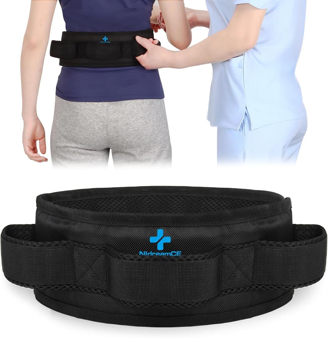 Gait Belt Transfer Belts with Handles for Lifting Seniors, Safety Gate Belt with Quick Release Buckle Nursing Safety Patient Assist for Elderly, Disabled, Physical Therapy, Caregivers(Black)