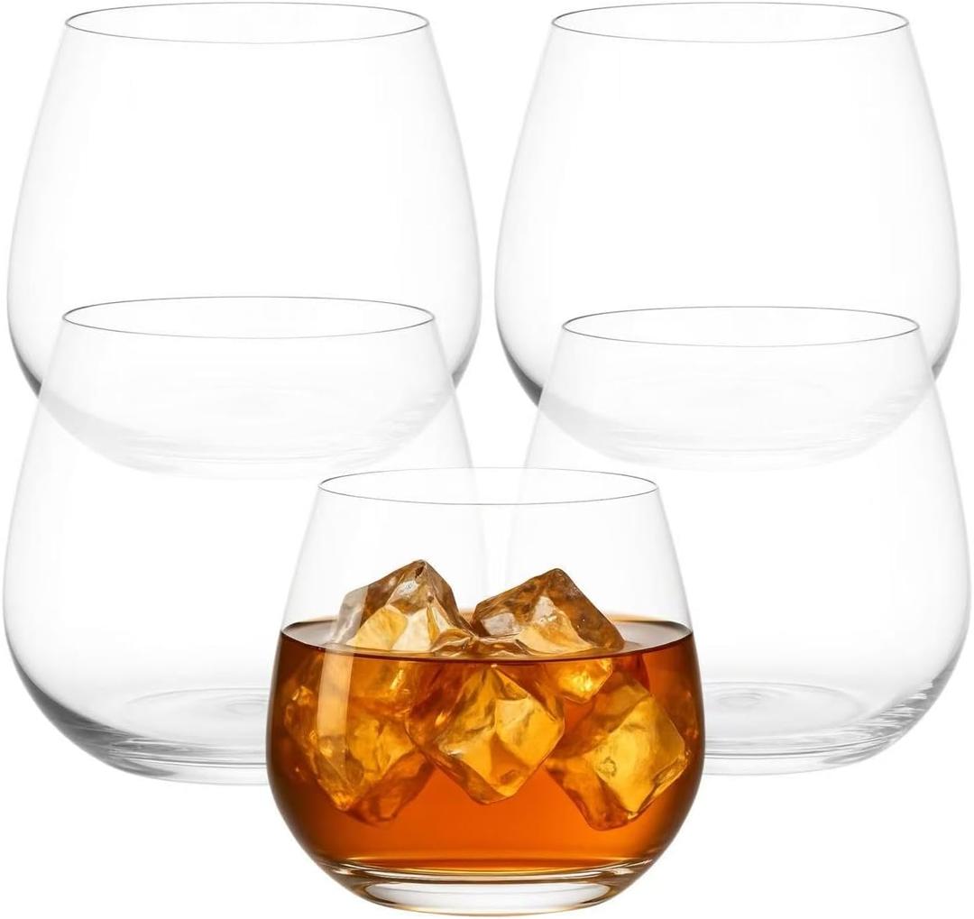 40 Pack Luxe Rocks Unbreakable Stemless Plastic Wine Champagne Whiskey Mocktails Cocktails Glasses Elegant Durable Disposable Indoor Outdoor Ideal for Home, Office, Bars, Wedding, 12 Ounce