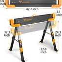 WORKESS Saw Horses 2 Pack Folding, 2600 Lbs Load Capacity & 24-32 Inch Adjustable Height Heavy Duty Sawhorse Table with 2x4 Support Arms, Portable Folding Legs and Easy Grip Handle for Woodworking
