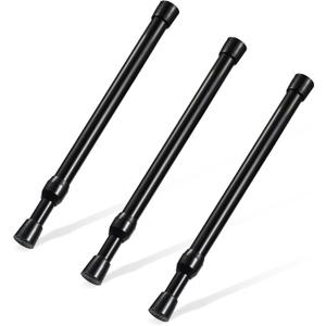 4 x Spring Tension Rod, Goowin Small Tension Rod, 5/8" Diameter No Drilling Expandable Short Tension Rods Spring Rods, Tension Rods for Closet, Cupboard, Hanging Clothes, Black, 3 Pack (10-15.7 inch)