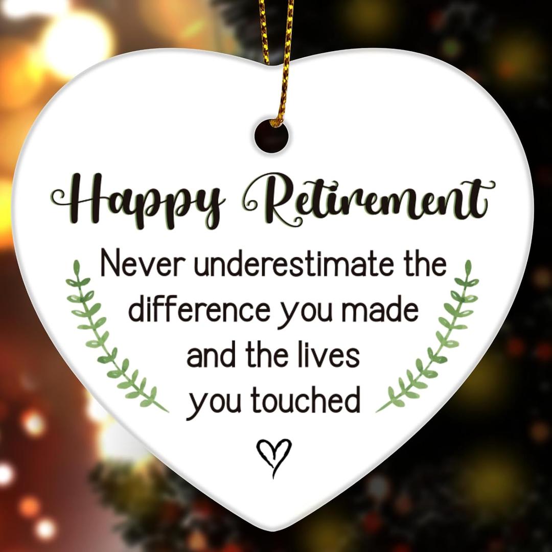 2 x Retirement Gifts for Women Men, Retired Ornaments Gifts for Coworker, Friends, Boss, Happy Retirement Never Underestimate The Difference You Made Retired Ceramics Christmas Ornaments