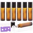 2 x 12 Pack 10ml Essential Oil Roller Bottles, with Stainless Steel Roller Balls, 10ml Amber Glass Roll on Bottles for Essential Oils, 1 Extra Roller Ball, 12 Labels, 1 Openers, 2 Droppers Included