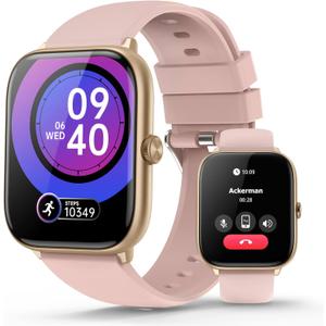 Smart Watches for Women with Blood Pressure, 2.06" AMOLED Touchscreen, 118 Sports Modes, Fitness Tracker with Heart Rate Sleep Blood Oxygen Monitor, IP68 Waterproof, Compatible with iPhone and Android (Pink)