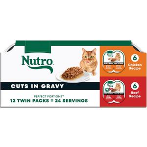 Nutro Perfect Portions Cuts Wet Cat Food, Chicken & Beef, 2.6 oz, 12 ct (EXP 12/14/26)