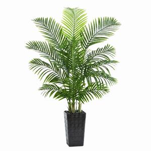 Artificial Palm Tree 5FT - Tall Fake Tree with Black Taper Planter & Pebbles, UV Resistant for Indoor & Outdoor, Large Potted Faux Plant, Tropical Areca Floor Plant for Living Room, Office, Home Decor