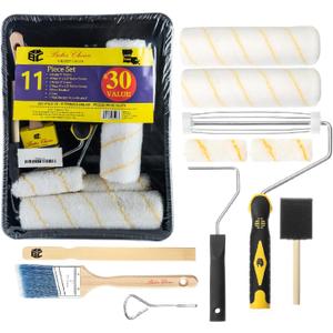 Bates Paint Roller - Paint Brush, Paint Tray, Roller Paint Brush, 11 Piece Home Painting Supplies, Foam Brush, House Painting Tray, Painting Tools, Roller and Paint Brushes, Interior Paint Brushes