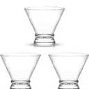 JoyJolt Afina Stemless Martini Glasses Set of 3, 8.5 oz Liquor Drinking Glasses for Cocktail and Margarita, Bar Glass Cups, Glass Dessert Cups