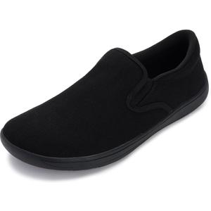 WHITIN Men's Wide Toe Box Slip on Barefoot Shoes | Minimalist Sneakers | Zero Drop Sole (W863 | All Black)