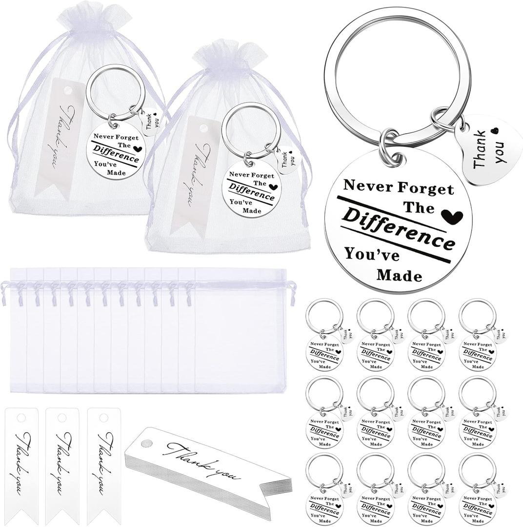 Yinkin 36 Pcs Employee Appreciation Gifts Keychain Bulk Thank You Gifts for College Graduation Staff Teacher Social Worker (White)