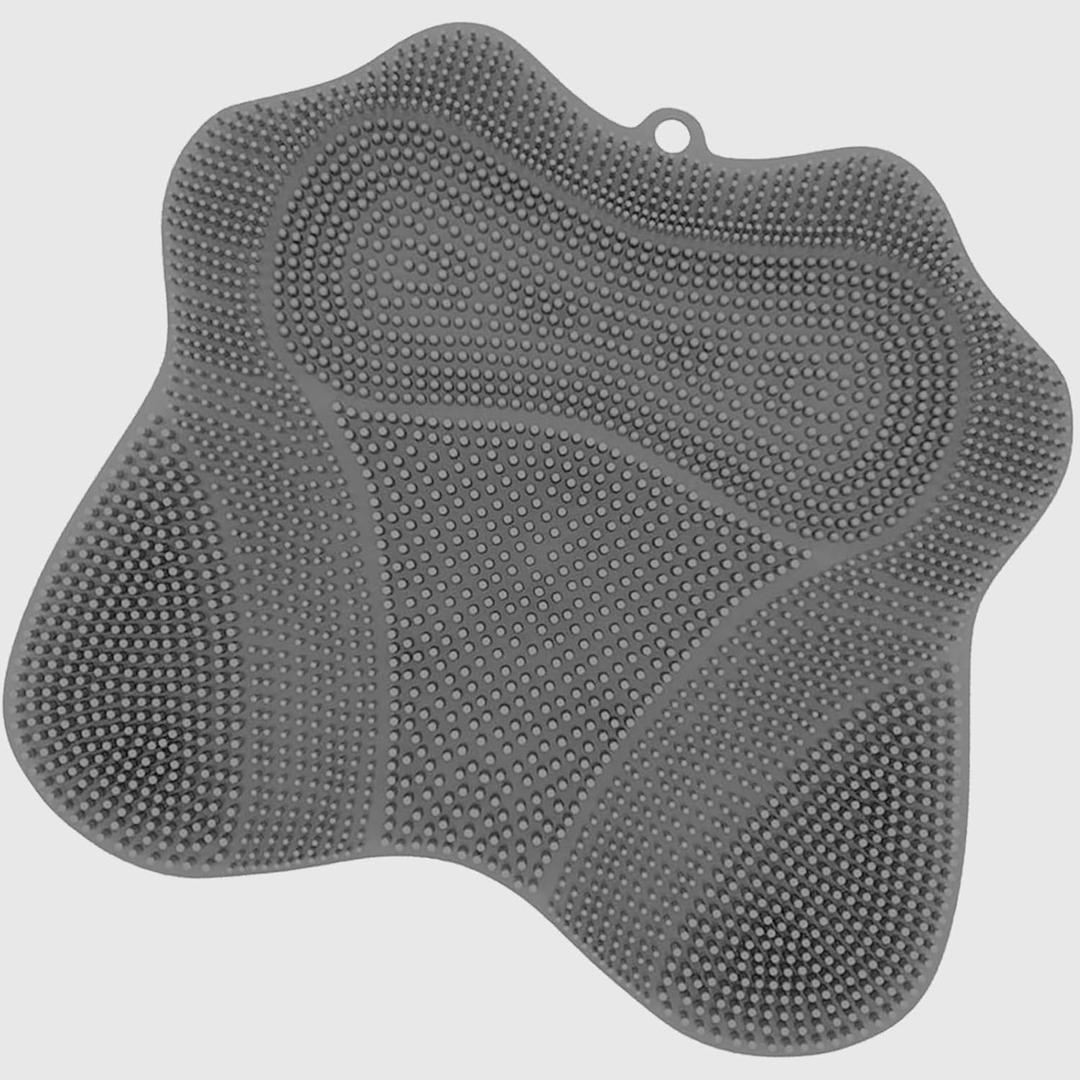 Shower Foot Scrubber Mat,Wall Mounted Back Scrubber Silicone Bath Massager Cushion Brush with Non-Slip Suction Cups,Foot Scrubber for Use in Shower for Improve Skin Exfoliation(Grey)