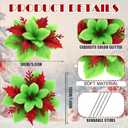 Zeyune 15 Pack Green Poinsettia Flowers Glitter Artificial Christmas Poinsettia Decor 5.5'' Plush Flowers Picks with Clips and Stems DIY for Xmas Tree Wreath Holiday Home Party Decor(Green Red)