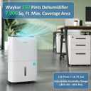 Waykar 150 Pints 2025 Energy Star Dehumidifier with Pump for Spaces up to 7,000 Sq. Ft. at Commercial and Industrial Large Room, Warehouse, Home, Basement, with Drain Hose, Auto Defrost, Self-Drying