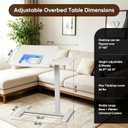 Adjustable Overbed Table with Wheels, Rolling Laptop Table for Bed & Sofa, 26.18"-42.12"