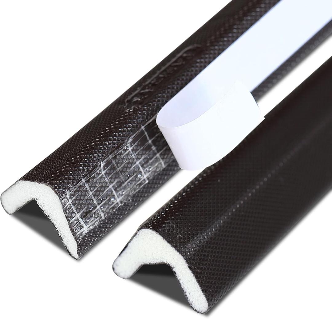Hungbak Peel and Stick Door Seal Strip V-Shaped, Self Adhesive Draft Stopper Weatherstrip for Window Gaps, Dustproof, Waterproof, Soundproof & Thermal Insulation (Black, 19.7ft x 0.59in x 0.67in)