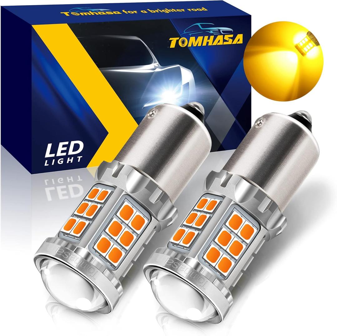 1156 LED Bulb Amber 1156 LED Turn Signal Light bulbs, 1141 led bulb Amber, 7506 1003 P21W BA15S LED 1156 Bulbs Replacement Lamp for Car Blinker Brake DRL, pack of 2
