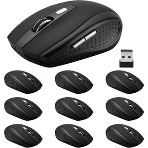 Guiheng 2.4Ghz Wireless Mouse - 6 Button, Nano Receiver for Laptop, PC, Chromebook, Notebook, Office - 10 Pack