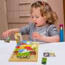24 Jigsaw Puzzle Designs Cube Wooden Puzzles with Storage Tray,Toddler Kids Puzzles Ages 3 4 5 6,Educational Learning Montessori Toys for 3 4 5 Year Old
