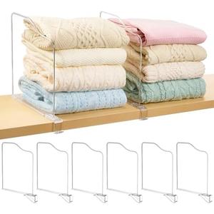 Vtopmart 8 Pack Extra Tall 12" Tall x 12" Deep Shelf Dividers for Closet Organization, Clear Closet Organizers for Deep Shelves, Maximizing Vertical Space for Sweaters, Jeans and Clothes Storage