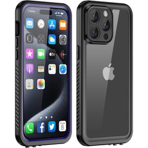 rumlick for iPhone 15 Pro Waterproof Case, Shockproof & Dustproof with Screen Protector for iPhone 15 Pro 6.1”-Purple