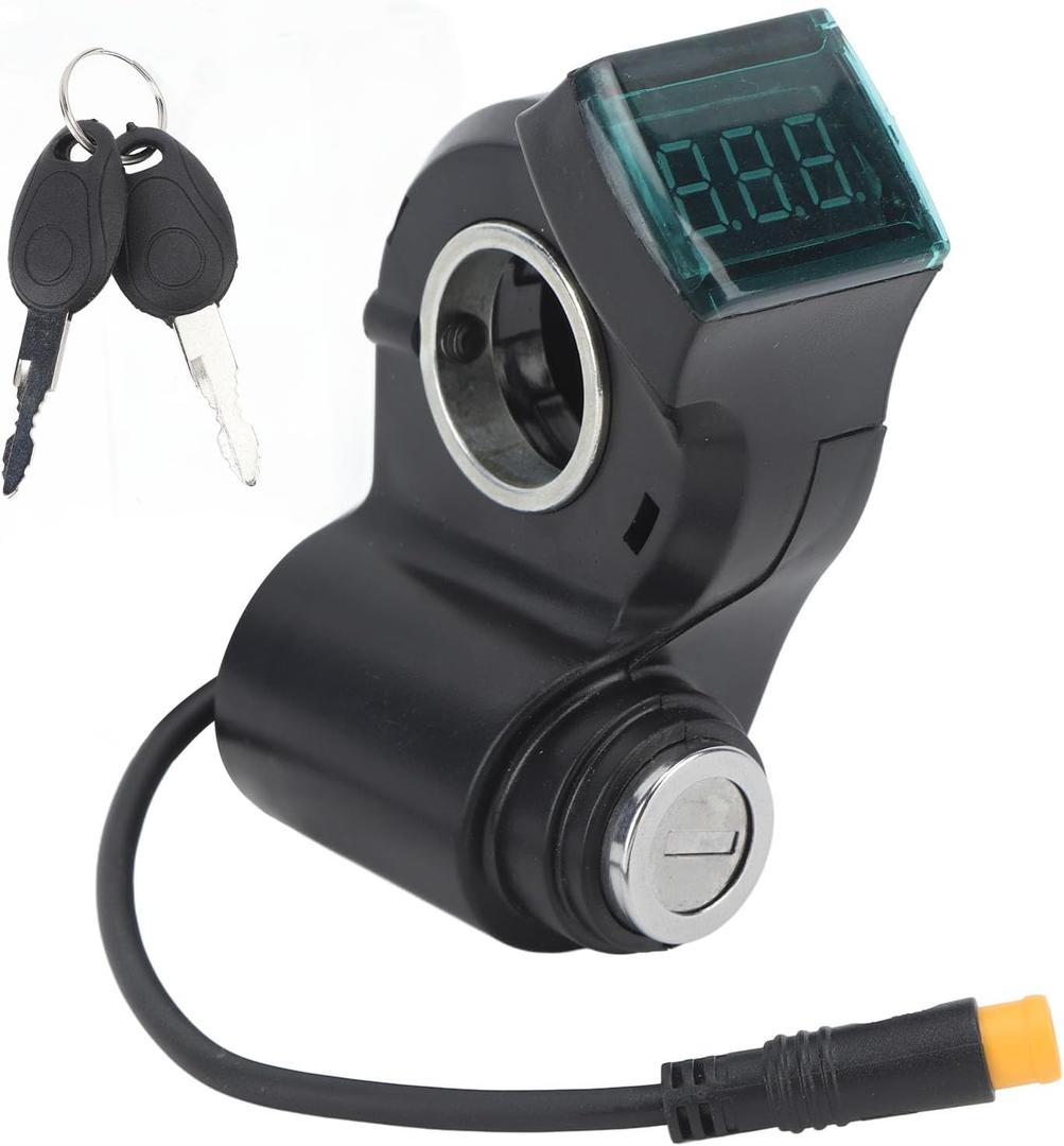 Electric Scooter Handlebar Switch Lock, 3 Pin Scooter Battery Power Display Switch Lock Handlebar Control Lock with Key for Voltage Distance Battery Health Monitoring