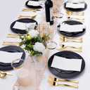 Bestluck 100PCS Black Plastic Plates, Black Disposable Plates for 50 Guests, 50 Dinner Plates 10.25 inch and 50 Dessert Plates 7.5 inch for Party, Graduation, Wedding
