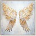 Elegant Angel Wings Canvas Elegant White Gold Wall Art, Silver Frame, Floating, 30" x 30", 31"L x 31"W