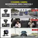 1080P Dash Camera for Car,3 Channel Front and Rear Inside Dashcam Car Video Recorder,170°Wide Angle Vehicle Cam with 32G Card,G-Sensor,2’’ IPS Screen,Loop Recording (3 Channel Dash Cam Without Card)