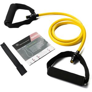 Resistance Bands with Handles, Single Resistance Bands, Exercise Bands with Handles, for Resistance Training, Physical Therapy, Home Workouts, Fitness, Pilates (Yellow-10lbs)