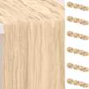 7 Pack Nude Cheesecloth Table Runner 35x120 Inch 10Ft Rustic Gauze Cheese Cloth Table Runner Sheer Cheesecloth Table Runners for Wedding Party Bridal Shower Decoration