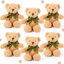 HyDren 6 Pcs Bear Stuffed Animal Soft Bear Sleeping and Playing for Shower Decoration(Fuzzy Style,Brown)