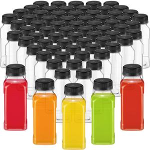 Mifoci 48 Pcs 6.7 oz Plastic Bottles with Caps Small Reusable Juice Containers with Lids Empty Clear Drink Containers for Fridge Mini Fridge Bottles for Water Milk Juicing Tea