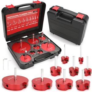 9 Pcs PVC Pipe Reamer Kit With 1/2 inch, 3/4 inch, 1 inch, 1-1/4inch, 1-1/2inch, 2inch, 2-1/2inch, 3inch, 4inch, 2 Carbide Inserts,for SCH40 PVC, ABS, and CPVC pipe jacketing