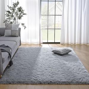 Kelarea Area Rug for Living Room, 4x6 Non-Slip Grey Rug Fluffy Soft Shag Rugs, Fuzzy Shaggy Plush Carpet for Bedroom, Nursery Rooms, Home Dorm