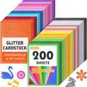 TUXIYA 200 Sheets 8.5" X 11" Glitter Cardstock,50 Assorted Colors 250GSM/92LB Glitter Cardstock,No-Shed Sparkly Glitter Paper for Arts and Crafts, Decorative, Card Making, Scrapbooking, DIY Projects