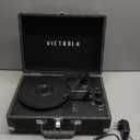 Victrola Journey Bluetooth Portable Suitcase Record Player  with Built-in Speakers, 3 Speed Vinyl Record Player, RCA Out, Headphone Jack (Gray)
