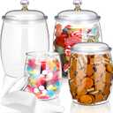 Nuogo 4 Pcs Plastic Candy and Cookie Jars with Lids Clear Cookie Container Candy Jars Large Airtight Apothecary Storage Organization for Wedding Home Kitchen Bar(42/64/90 oz)