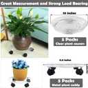 5 Packs Metal Plant Caddy with Locking Wheels 11.8 Inches Heavy-duty Wrought Iron Rolling Plant Stands with Casters Plant Dolly Plant Roller Base for Indoor and Outdoor Plant Pot Movers Saucers White