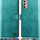 SUANPOT for Motorola Moto G 5G 2022 Wallet case RFID Blocking Credit Card Holder, Flip Folio Book PU Leather Phone case Shockproof Cover Women Men for Moto G 5G Phone case (Blue Green)