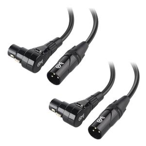 Cable Matters 2-Pack Right Angle XLR Cable, Long XLR Microphone Cable - 15ft, Oxygen-Free Copper (OFC) Microphone Right Angle Cord, Mic Cord, Black