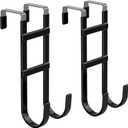 FYY Over The Door Hooks - 2 Pack Heavy Duty Dual-Hook Organizer Hanger with Non-Slip Rubber for Towels, Clothes, Hats & Bags Use in Bathroom, Bedroom, Kitchen - Fits Interior Doors Up to 1.6" Black