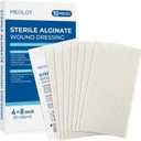 LotFancy Calcium Alginate Wound Dressing, 4x8 Patches, 10 Count, Sterile Non-Stick Padding, Highly Absorbent Wound Dressings Pads for Emergency Care, Fast Healing