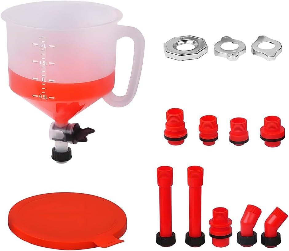 Zpana 15PCS Car Coolant Funnel Kit, No-Spill Vehicle Radiator Filling Funnel Bleeder with Adapters, No-Leak Auto Radiator Burping Filler, Universal for SUV RV Truck (Red)