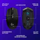 Logitech G305 Lightspeed Wireless Gaming Mouse, Hero Sensor, 12,000 DPI, Lightweight, 6 Programmable Buttons, 250h Battery, On-Board Memory, Compatible with PC, Mac - Black