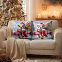 2 x HOMETITUTE 18x18 Inch Set of 2 Merry Christmas Throw Pillow Covers Soft Decorative Bulldog Cushion Covers Holiday Winter Pillow Cases Rustic Farmhouse Decor for Sofa Couch Bed Living Room