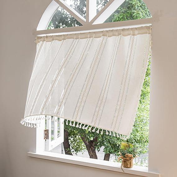 sheer curtain with tassels, 29x18