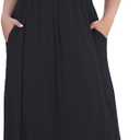 COSSEN Women's XL-5XL Plus Size Maxi Dresses Short Sleeve V-Neck Dress with Pockets 4XL Black