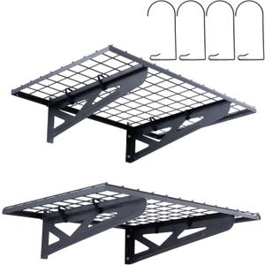 VEVOR Garage Shelving Wall Mounted, 2 x 3 ft Heavy Duty Garage Wall Shelves, 500 lbs Load Capacity Garage Storage Rack Floating Shelves, 2 Pack, Suitable for Shop, Shed, Garage Storage